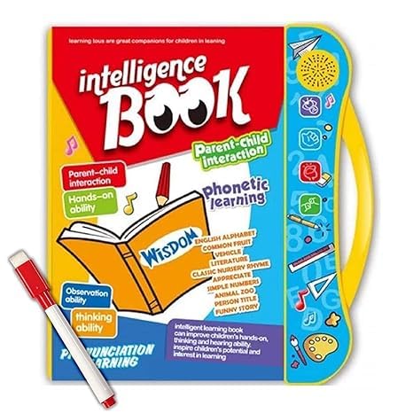 E Book for Kids | Interactive English Learning | Early Education Educational Toys | Intelligence Book for Kids | Phonetic Learning, Alphabets, Numbers, Animals, Fruits, Shapes, Vehicles & Colors | Electronic Sound Teaching Aid