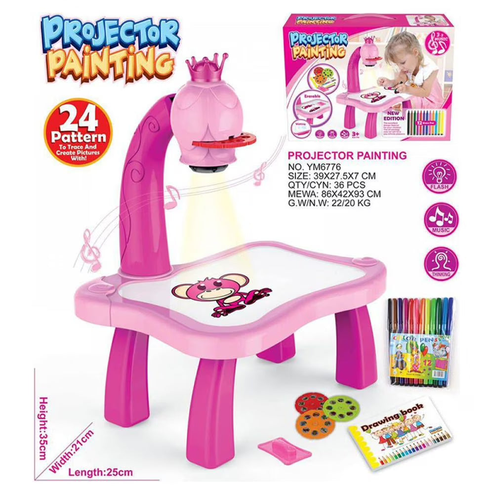 3 in 1 LED Projector Drawing Table| Drawing Projector Table for Kids, Trace and Draw, Drawing Board Giraffe with Light & Music, Child Smart Projector Sketcher Erasable Doodle Board Educational Toys for  Girls Boys Toddlers