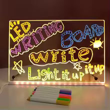 LED Acrylic Note Board | LED Note Board with Night Light & Colorful 7 Pens DIY Acrylic Message Board Children Drawing Board
