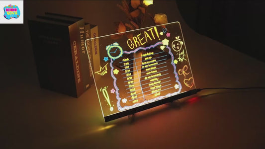 LED Acrylic Note Board | LED Note Board with Night Light & Colorful 7 Pens DIY Acrylic Message Board Children Drawing Board